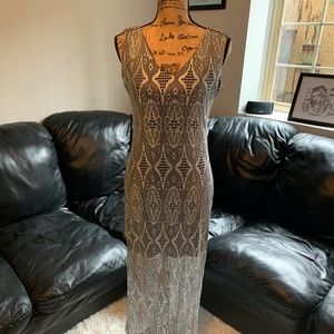 Silver, long flapper dress